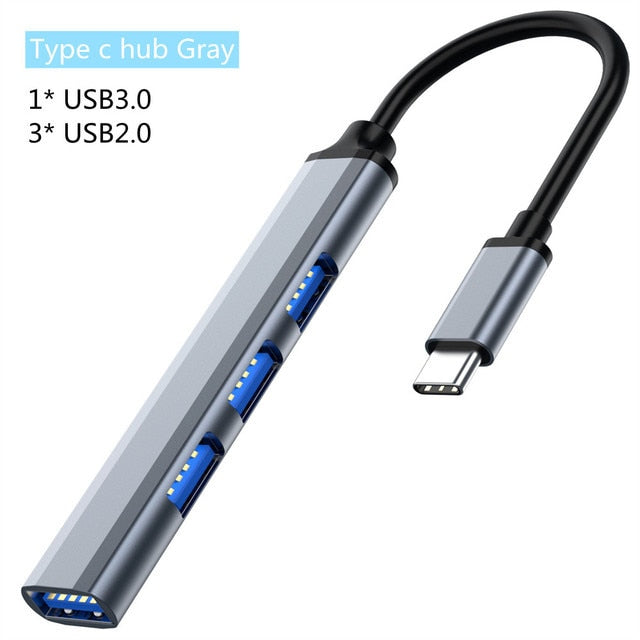 HUB Adaptador expansor de Portas USB multi-função em alumínio